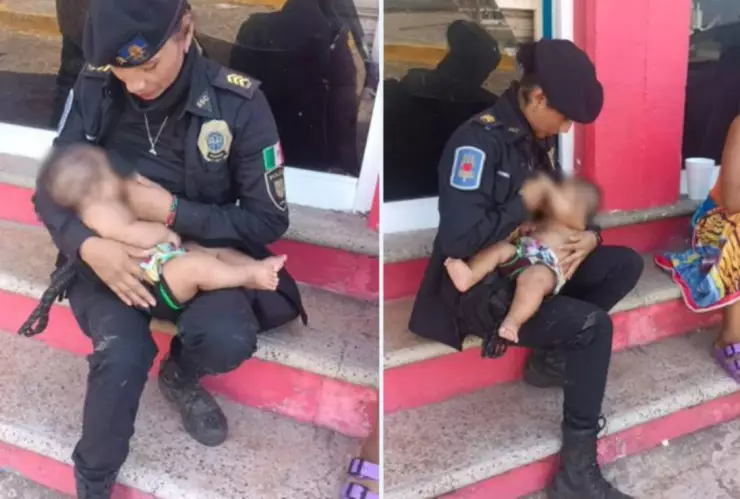 mujer policia amamanta bebe guerrero dias sin comer