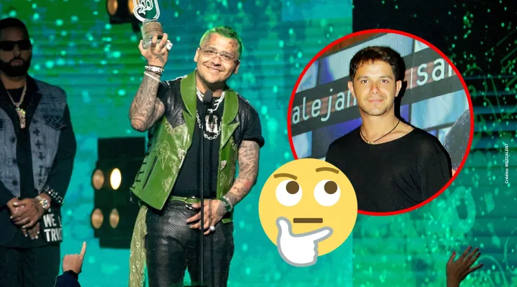 ¿Se burla? Alejandro Sanz imita look de Christian Nodal.