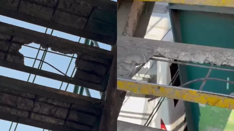 Puente peatonal en Ecatepec, Edomex se cae a pedazos; es el único acceso al Mexibús