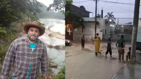 Hombre cae a alcantarilla en Chiapas.