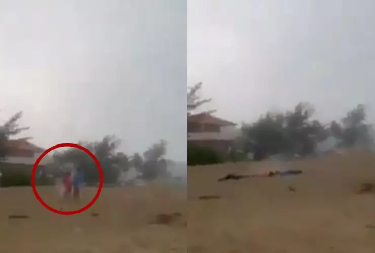 Momento en que rayo impacta a varios niños en una playa de Puerto Rico