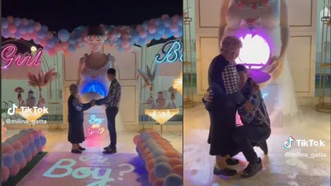 Pareja italiana de abuelita y nieto