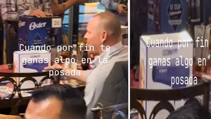 Hombre calvo se gana secadora en rifa