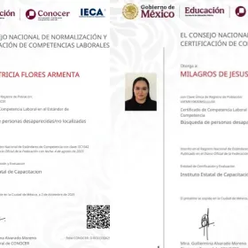 Ceci Flores y Milagros de Jesús reciben certificación oficial para la buscar desaparecidos en México