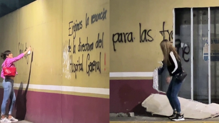 Protestas de la comunidad trans en el hospital general de CDMX el 14 de octubre de 2025.