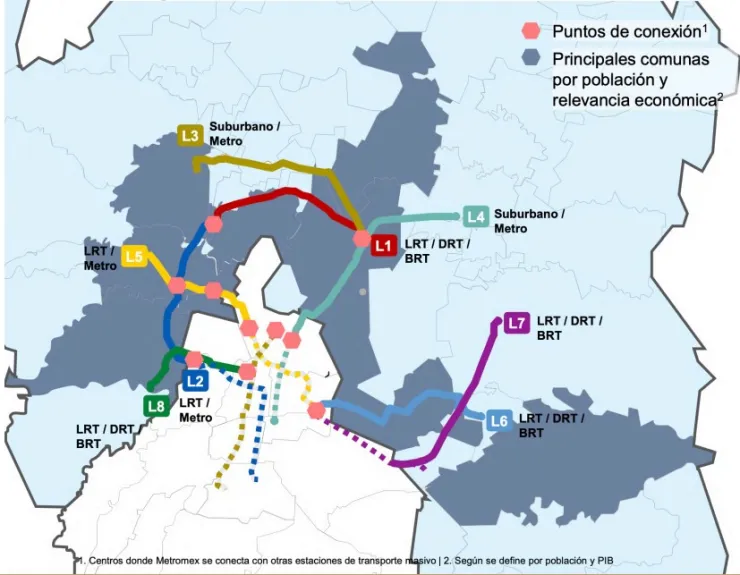 Mapa del Metromex: Así lucen las ocho rutas del nuevo Metro del Edomex en el Plan Colibrí