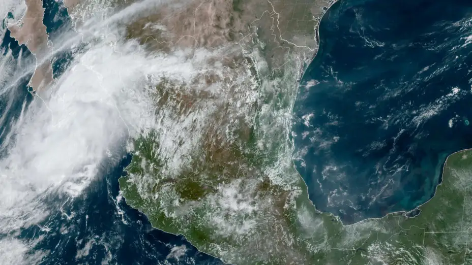 Imagen satelital de la tormenta tropical Ileana en BCS, México.