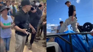 VIDEO: Yulay logra entregar víveres en Poza Rica pese a ser bloqueado por militares