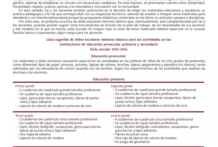Publica SEP lista de útiles escolares para ciclo 2025-2026