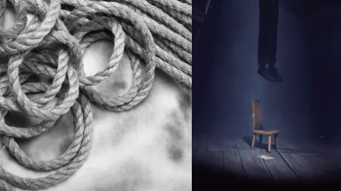 Hombre sin vida colgado