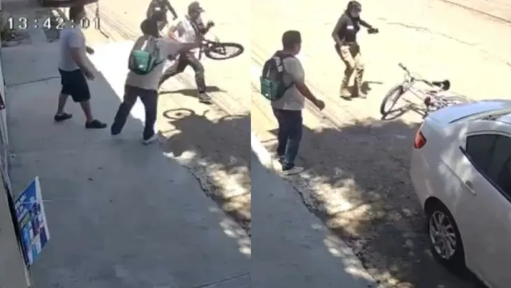 Hombre lanza bici a presunto delincuente en Edoméx
