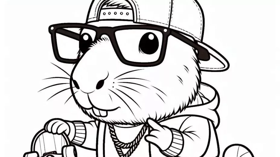 Dibujo capibara con ropa para colorear