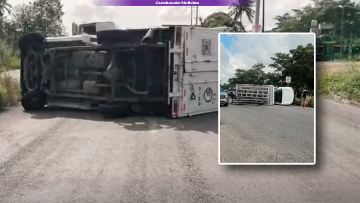 Accidente en la carretera Comalcalco–Cunduacán hoy: Volcadura frente a la UJAT.