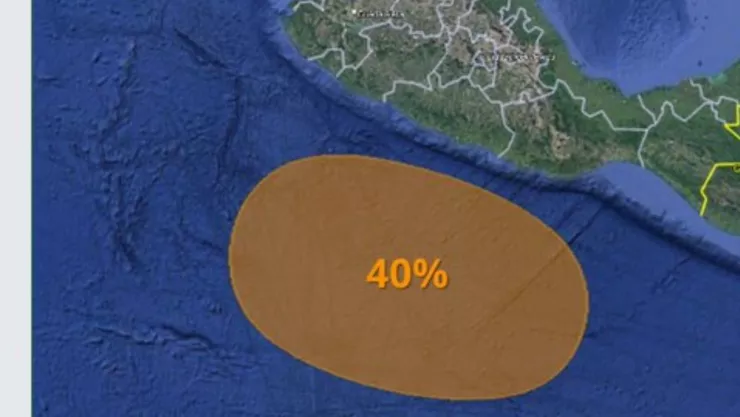 Mapa satelital de formación de una zona de Baja Presión al sur del territorio nacional.