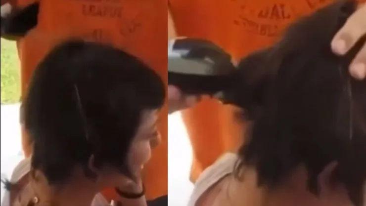 Hombre rapa a su hija