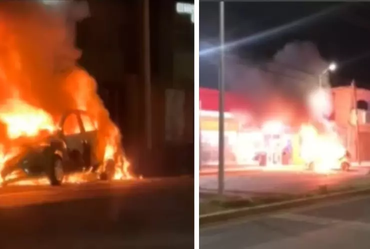 Autos en llamas en Guanajuato