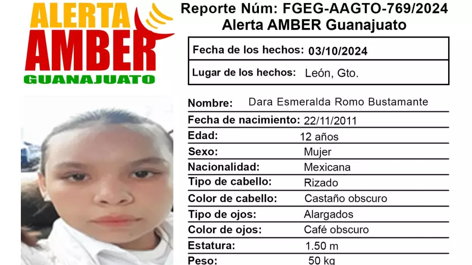 alerta-amber-guanajuato-desaparición-dara-esmeralda-romo-bustamante-león