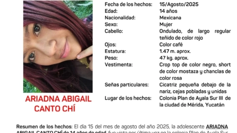 Tiene 14 años de edad y lleva 24 horas DESAPARECIDA; este es el último lugar donde se le vio