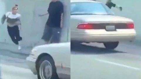 mujer se avienta a los carros tras pelea con su novio