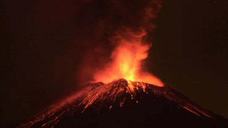 explosión o erupción del volcán Popocatépetl