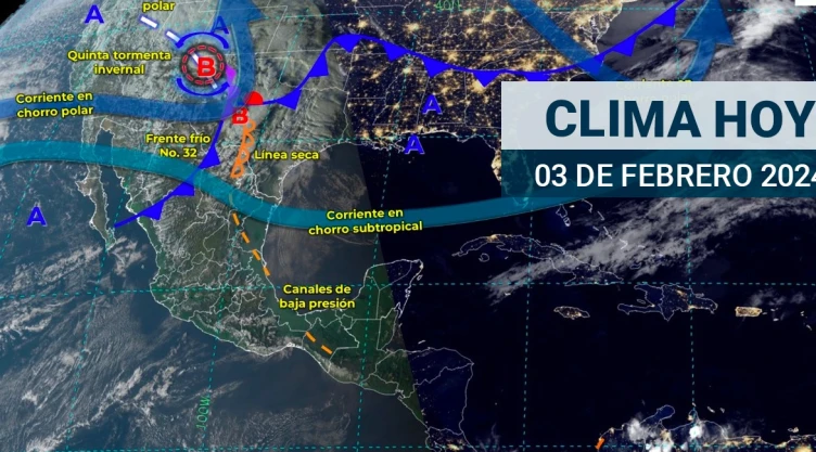 Frente frío 32 comenzará su recorrido por México causando un clima frío hoy 03 de febrero de 2024