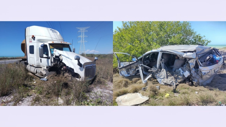 Tres personas SOBREVIVEN a fuerte accidente en la carretera; su camioneta quedo DESTROZADA