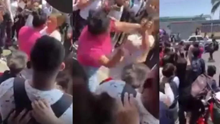 VIDEO ¡Imágenes sensibles! Mamás se pelean afuera de una secundaria en Zapopan