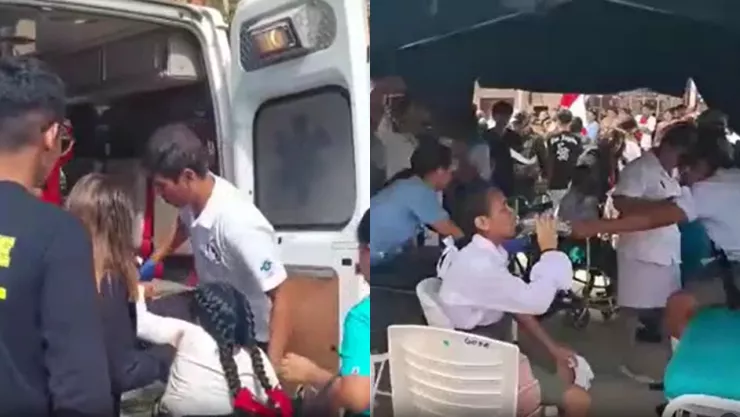 Estudiantes y profesores sufrieron desmayos durante un desfile escolar.