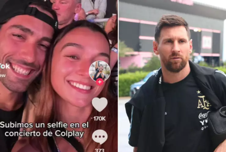 Novios van a concierto de Coldplay y no se dan cuenta que Messi estaba atrás