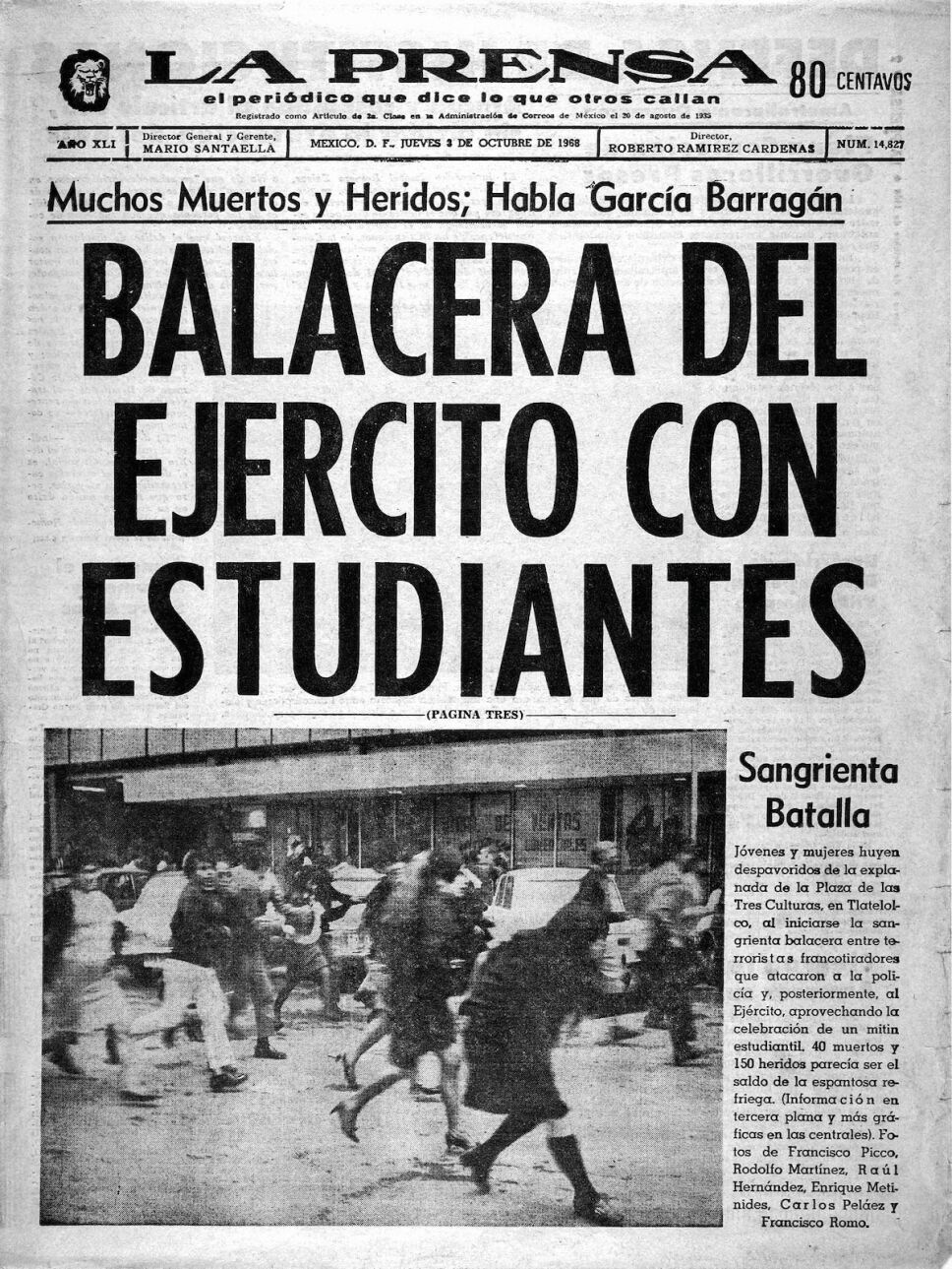 la prensa periodico matanza tlatelolco 68