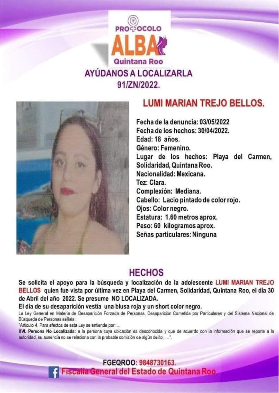 Marian Trejo desaparecida en playa del carmen