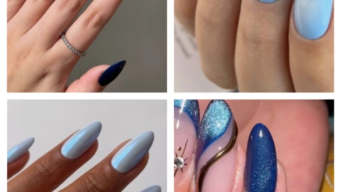 Modelos de uñas acrílicas azules