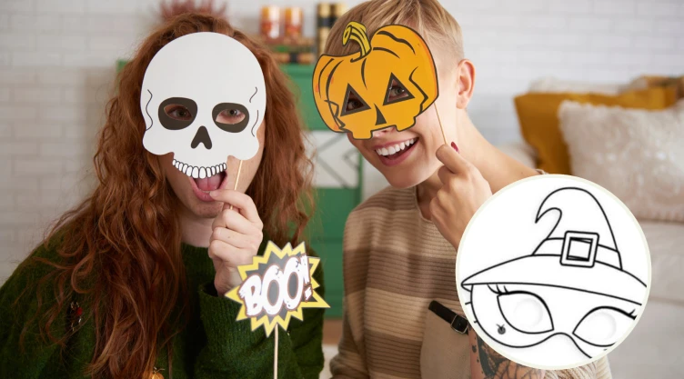 4 Plantillas imprimibles de máscaras de papel para tu disfraz de Halloween de ÚLTIMA hora