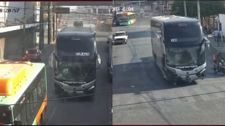 Choque de autobús de turismo en Monterrey el 28 de julio de 2026.