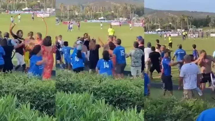 VIDEO_ Padre intenta acuchillar a otro durante partido de fútbol infantil