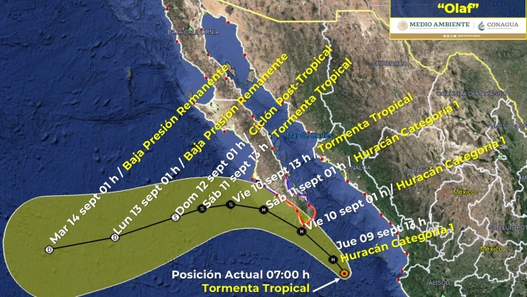 Olaf podría convertirse en huracán categoría 1 frente a Baja California