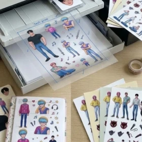 4 plantillas de stickers de Abby y Baby para imprimir y decorar las libretas de los fans de KPop Demon Hunters