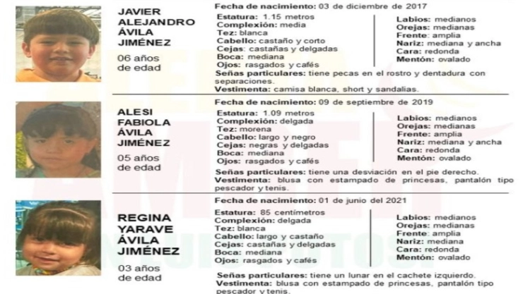 ALERTA AMBER: Regina Yarave, Alesi Fabiola y Javier Alejandro Ávila Jiménez desaparecieron en SLP