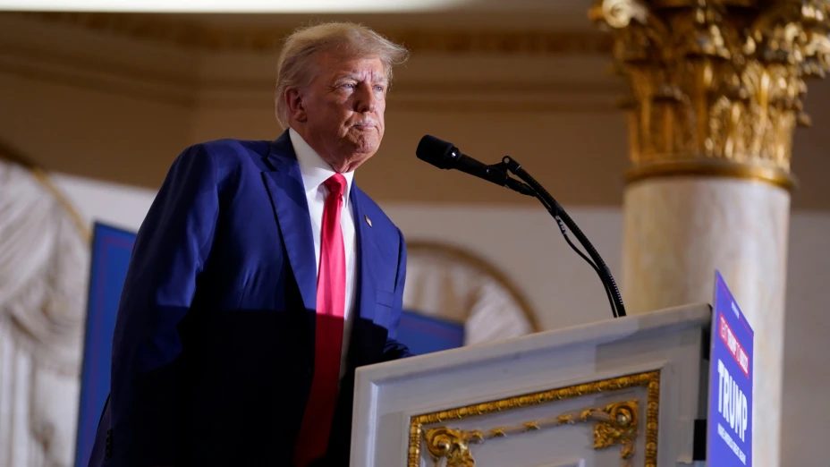 El expresidente Donald Trump en conferencia el 4 de agosto de 2023.