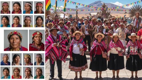 Collage de la diversidad indígena y cultural de Bolivia y México.