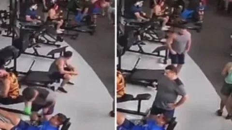 La cae máquina de 150 kilos a un hombre en el gimnasio