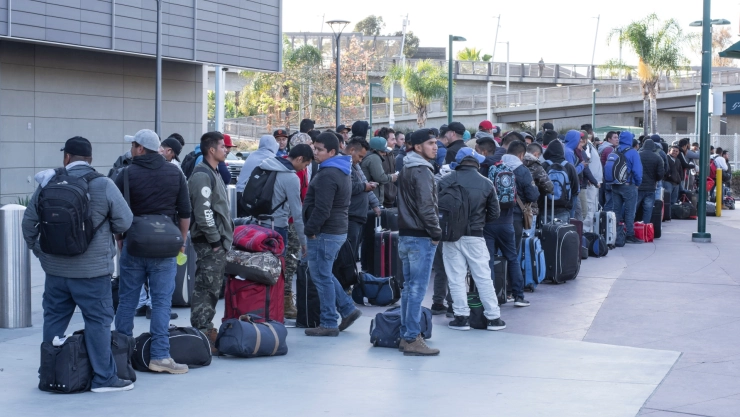 Grupo de inmigrantes en California.