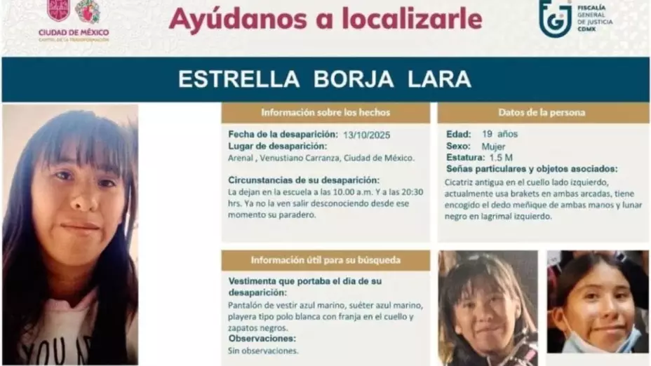 Estrella Borja Lara: la vieron por última vez entrando a su escuela en la Venustiano Carranza
