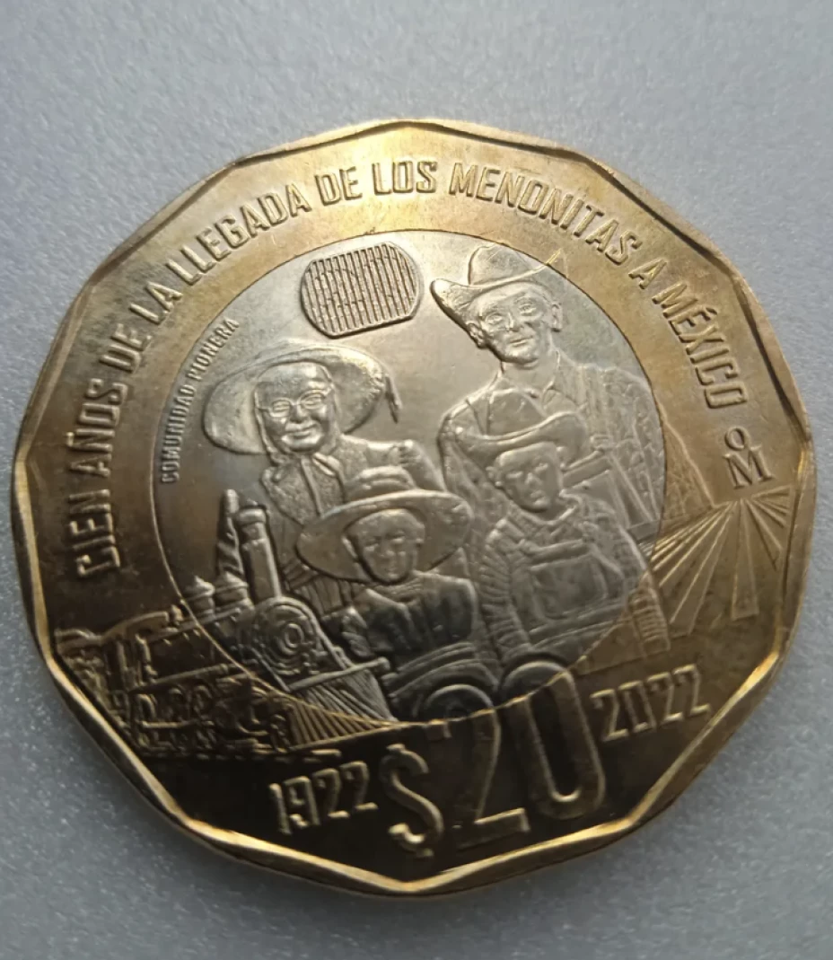 moneda conmemorativa menonitas