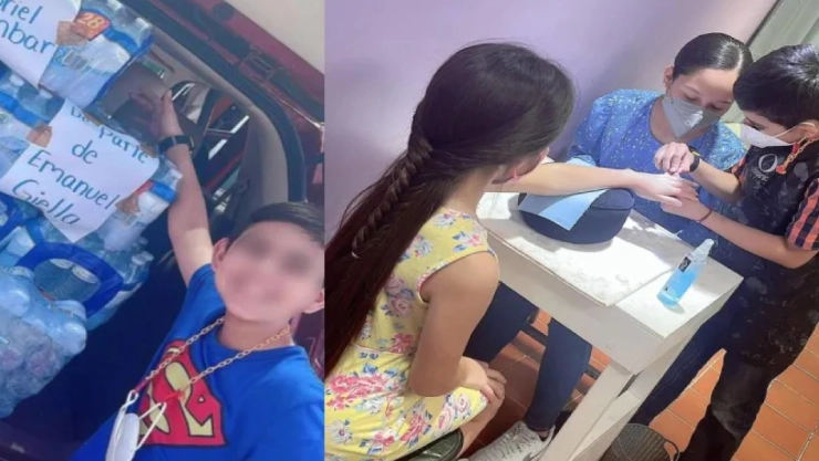 Niño hace uñas para recaudar agua para Nuevo León