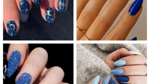 Estilos de uñas acrílicas azules