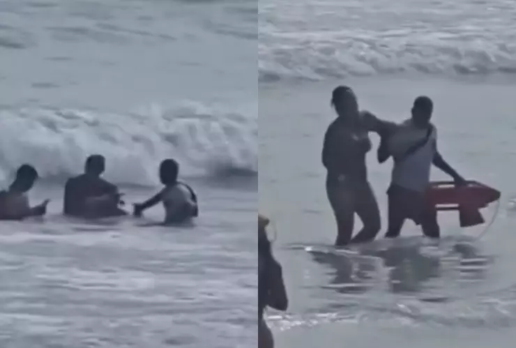 VIDEO: Así fue el momento en que salvaron a una pareja de ahogarse en Playa Gaviota Azul en el municipio de Benito Juárez