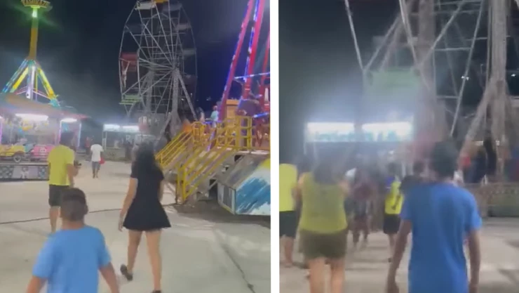 niña colgada de una rueda de la fortuna