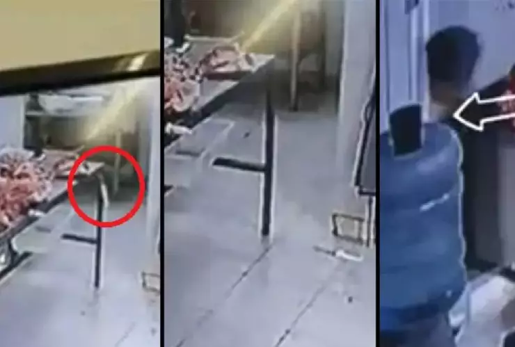 Video: Captan a supuesto fantasma en carnicería usando el cuchillo