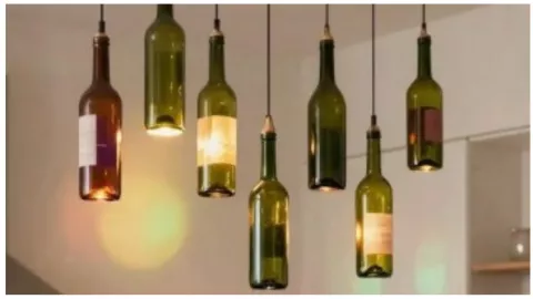 botellas de vidrio reciclar lámparas